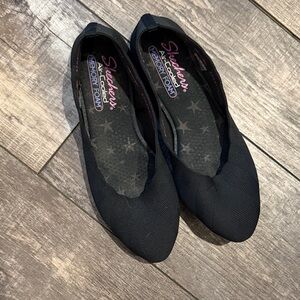 Skechers Women's Black Slip-On Memory Foam Ballet Flats